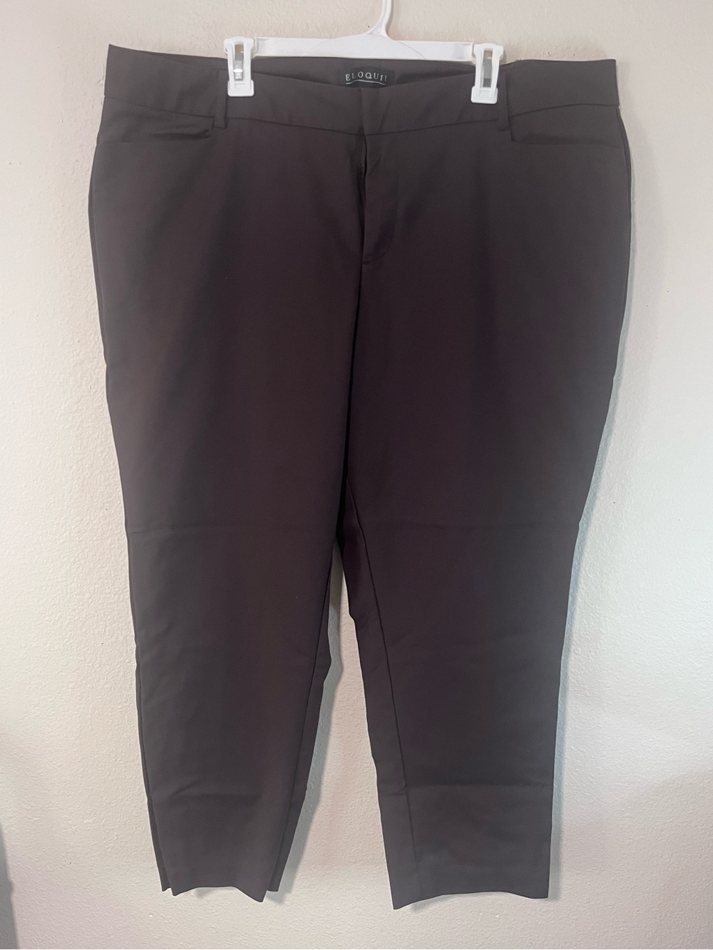 Eloquii Brown Straight-Leg Dress Pants